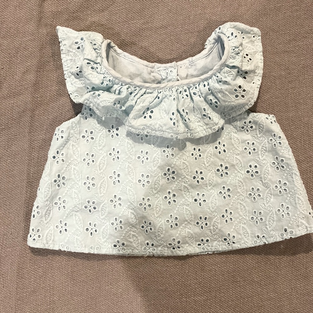 Janie and Jack aqua eyelet top